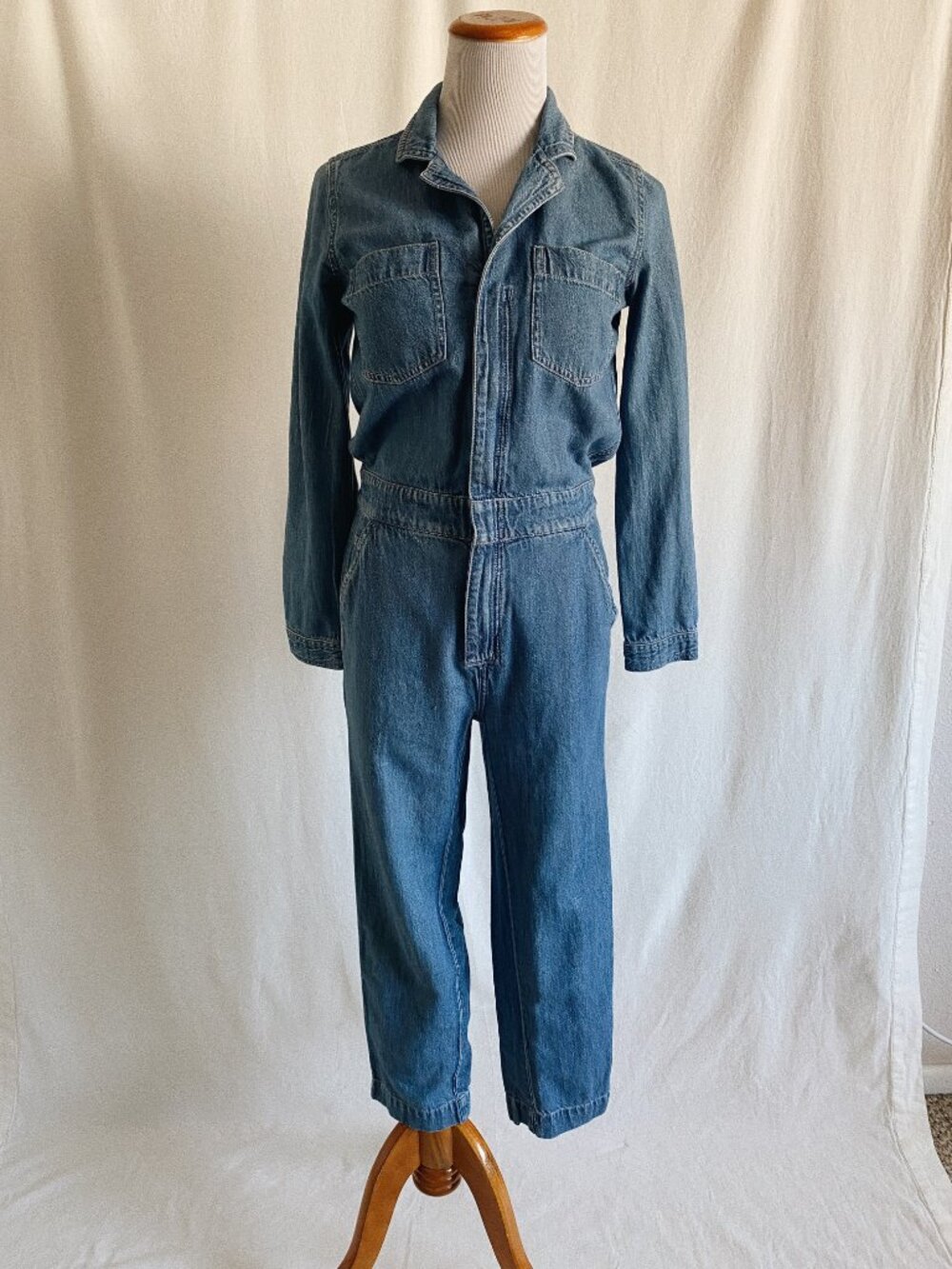 Madewell Blue Denim Zip-Front Jumpsuit xs